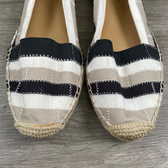 Adrienne Vittadini Women's Size 7.5M Black/Tan/White Stripe Slip on Casual Flats - Picture 2 of 12